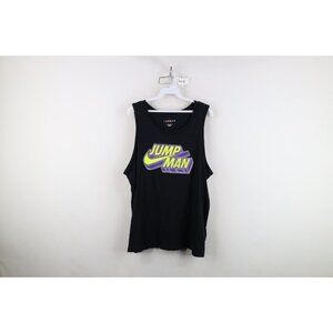 Nike Air Jordan Mens Large Faded Spell Out Jump Man Tank Top T-Shirt Black